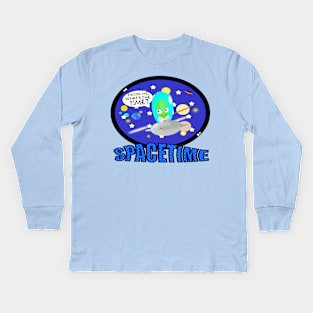 Cute Spacetime Alien UFO Funny Science Tee Kids Long Sleeve T-Shirt